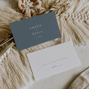 EMELIA Flat Blue Minimalist Wedding Place Card