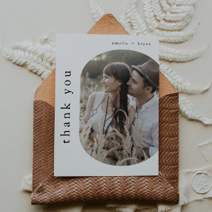 EMELIA Flat Modern Boho Minimalist Photo Wedding Thank You Card
