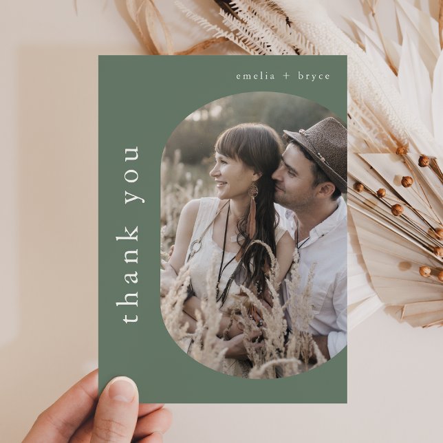 EMELIA Flat Nature Rustic Woodland Photo Wedding Thank You Card (EMELIA Flat Nature Rustic Woodland Photo Wedding Thank You Card)