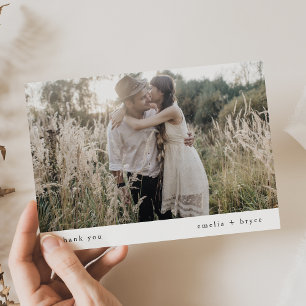 EMELIA Flat Rustic Simple Modern Photo Wedding Thank You Card