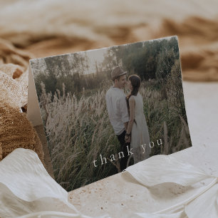 EMELIA Folded Unique Neutral Rustic Photo Wedding Thank You Card
