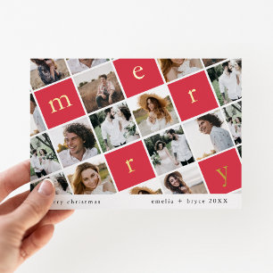 EMELIA Gold Foil Red Family Multi Photo Christmas