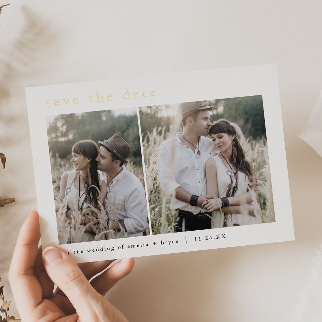 EMELIA Gold Foil Rustic Boho Wedding Save the Date (EMELIA Gold Foil Rustic Boho Wedding Save the Date Foil Invitation)