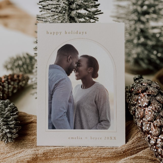 EMELIA Gold Happy Holidays Cute Family Photo  Holiday Card (EMELIA Gold Happy Holidays Cute Family Photo Holiday Card)