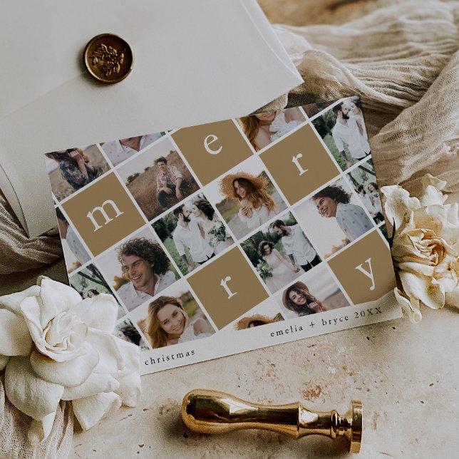 EMELIA Gold Modern Family Multi Photo Christmas Holiday Card (EMELIA Gold Modern Family Multi Photo Christmas Holiday Card)