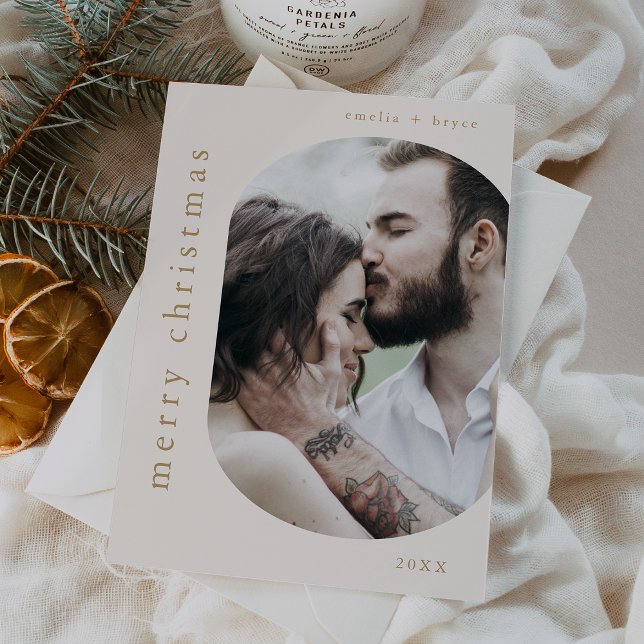 EMELIA Gold Picture Family Photo Merry Christmas Holiday Card (EMELIA Gold Picture Family Photo Merry Christmas Holiday Card)