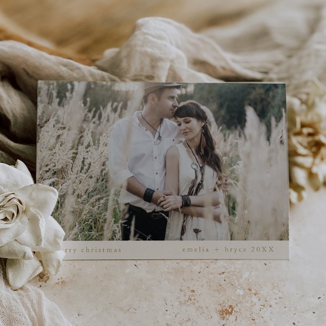 EMELIA Gold Simple Family Unique Photo Christmas Holiday Card (EMELIA Gold Simple Family Unique Photo Christmas Holiday Card)