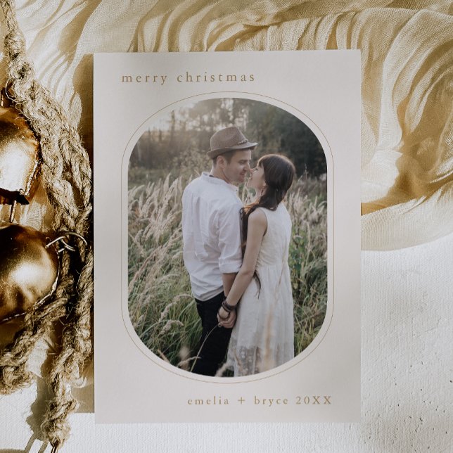 EMELIA Gold Simple Modern Family Photo Christmas Holiday Card (EMELIA Gold Simple Modern Family Photo Christmas Holiday Card)