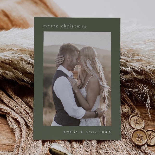 EMELIA Green Bohemian Xmas Family Photo Christmas Holiday Card (EMELIA Green Bohemian Xmas Family Photo Christmas Holiday Card)