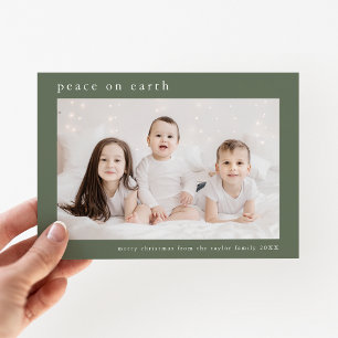 EMELIA Green Family Photo Peace On Earth Christmas Holiday Card