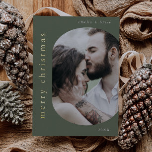 EMELIA Green Gold Foil Photo Merry Christmas