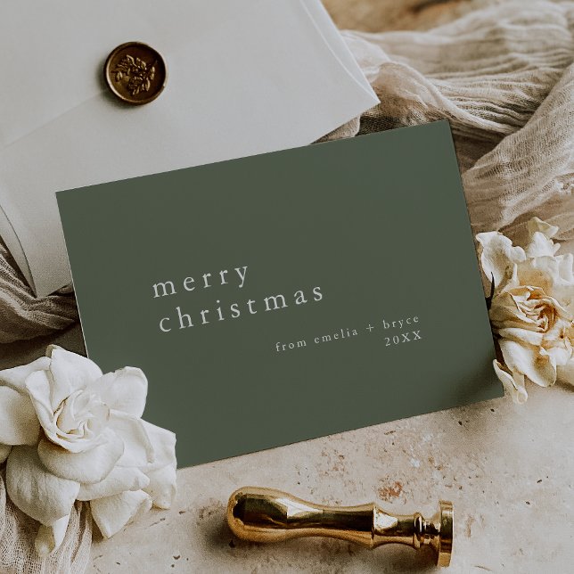 EMELIA Green Simple Modern Family Merry Christmas Holiday Card (EMELIA Green Simple Modern Family Merry Christmas Holiday Card)