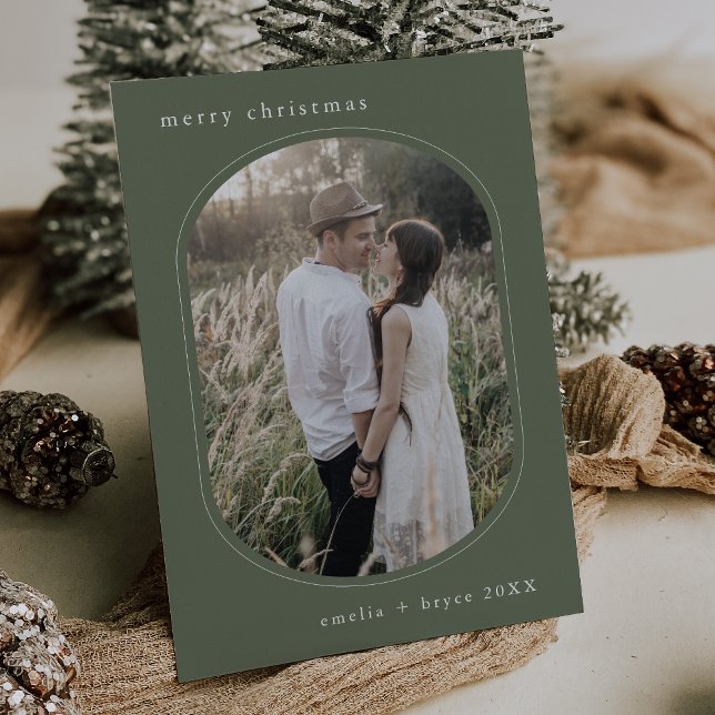EMELIA Green Simple Modern Family Photo Christmas Holiday Card (EMELIA Green Simple Modern Family Photo Christmas Holiday Card)