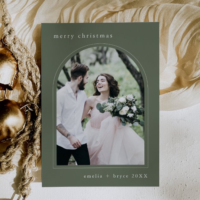 EMELIA Green Unique Arch Family Photo Christmas Holiday Card (EMELIA Green Unique Arch Family Photo Christmas Holiday Card)