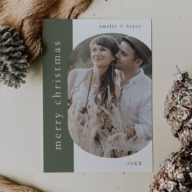 EMELIA Green Xmas Greeting Photo Merry Christmas Holiday Card (EMELIA Green Xmas Greeting Photo Merry Christmas Holiday Card)