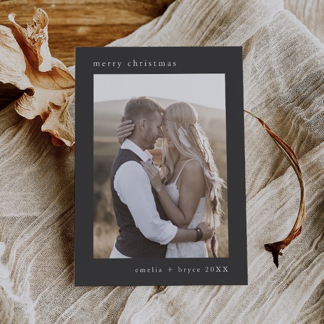 EMELIA Grey Bohemian Xmas Family Photo Christmas Holiday Card (EMELIA Gray Bohemian Xmas Family Photo Christmas Holiday Card)