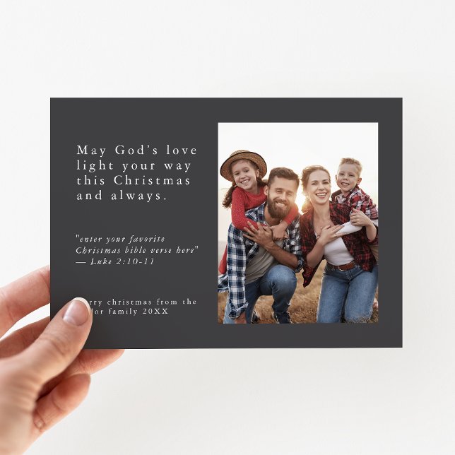EMELIA Grey Photo Easy Simple Religious Christmas Holiday Card (EMELIA Gray Photo Easy Simple Religious Christmas Holiday Card)
