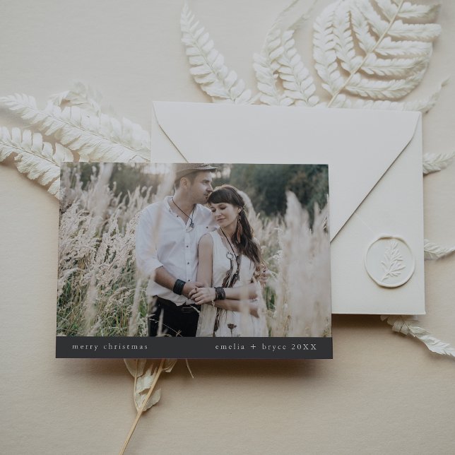 EMELIA Grey Simple Family Unique Photo Christmas Holiday Card (EMELIA Gray Simple Family Unique Photo Christmas Holiday Card)