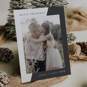 EMELIA Grey Unique Minimal Family Photo Christmas Holiday Card