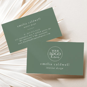 EMELIA Logo Simple Modern Olive Sage Green Rustic Business Card
