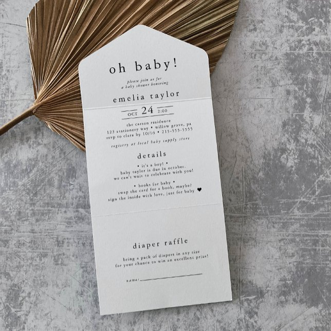 EMELIA Minimal Simple Diaper Raffle Baby Shower All In One Invitation (EMELIA Minimal Simple Diaper Raffle Baby Shower All In One Invitation)