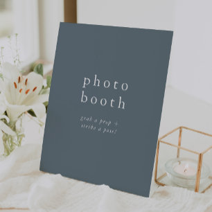 EMELIA Minimalist Blue Winter Wedding Photo Booth Pedestal Sign