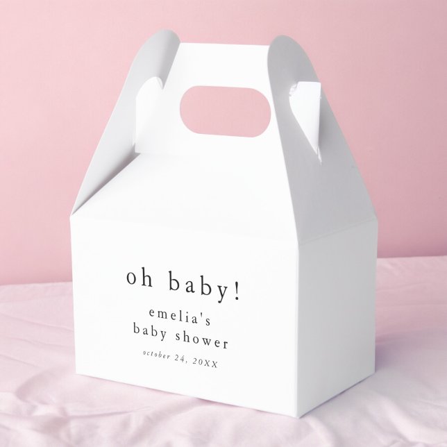 EMELIA Minimalist Boho Simple Oh Baby Baby Shower Favour Box (EMELIA Minimalist Boho Simple Oh Baby Baby Shower Favor Boxes)