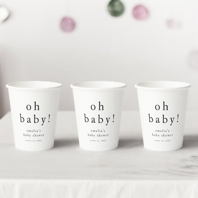 EMELIA Minimalist Boho Simple Oh Baby Baby Shower Paper Cups (EMELIA Minimalist Boho Simple Oh Baby Baby Shower Paper Cups)