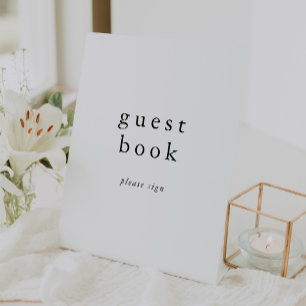 EMELIA Neutral White Black Wedding Guest Book Sign