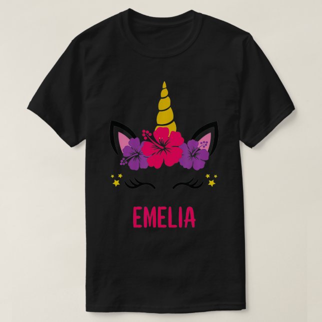 EMELIA Personalized Unicorn Face  T-Shirt (Design Front)
