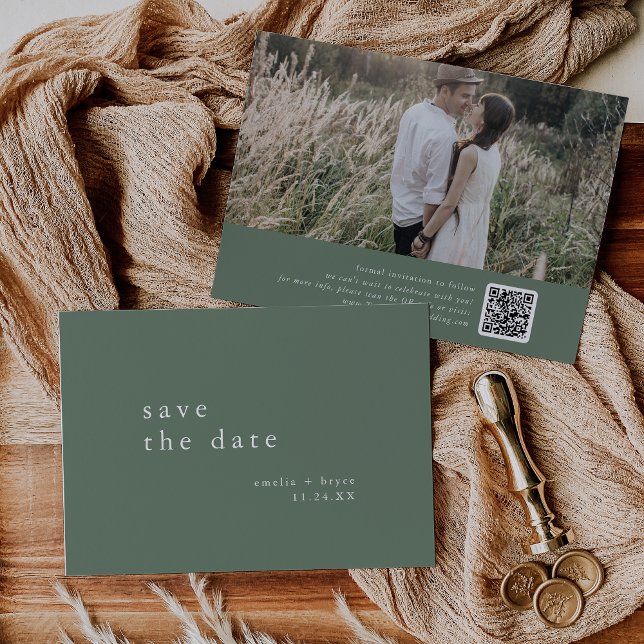 EMELIA Photo Mountain Sage Green Modern Wedding Save The Date (EMELIA Photo Mountain Sage Green Modern Wedding Save The Date)