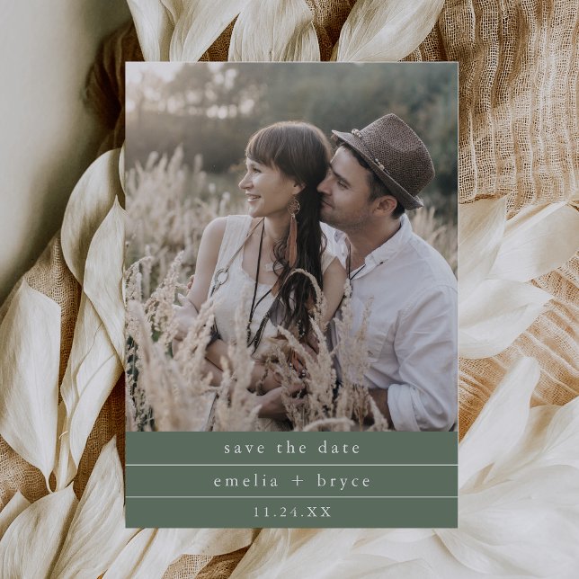 EMELIA Photo Nature Rustic Simple Woodland Wedding Save The Date (EMELIA Photo Nature Rustic Simple Woodland Wedding Save The Date)