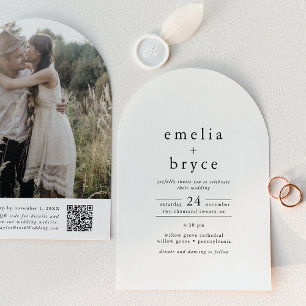 EMELIA QR Code Photo Arch Winter Unique Wedding Invitation