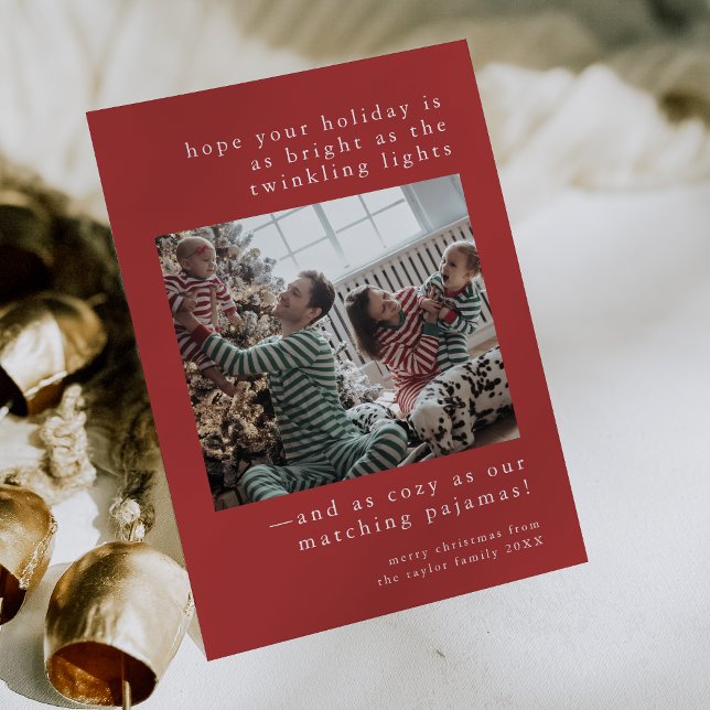 EMELIA Red Cute Family Photo Funny Christmas Holiday Card (EMELIA Red Cute Family Photo Funny Christmas Holiday Card)