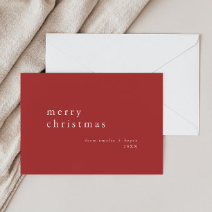 EMELIA Red Simple Modern Family Merry Christmas Holiday Card