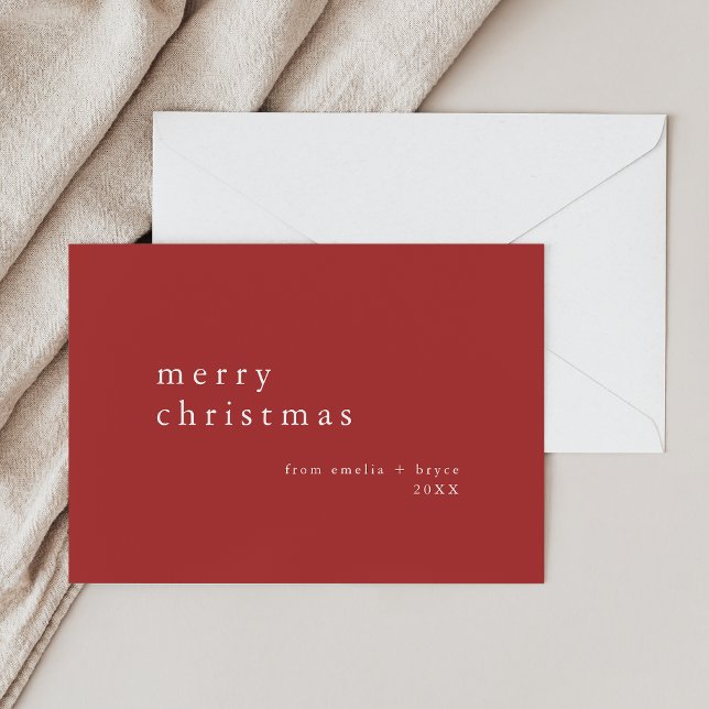 EMELIA Red Simple Modern Family Merry Christmas Holiday Card (EMELIA Red Simple Modern Family Merry Christmas Holiday Card)