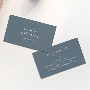 EMELIA Rustic Minimal Dusty Blue Minimalist Navy Business Card