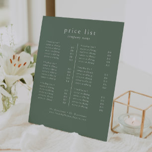 EMELIA Sage Green Business Services Price List Pedestal Sign