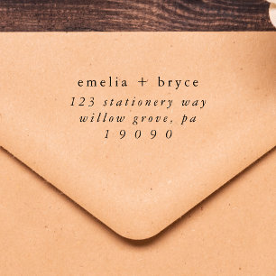 EMELIA Simple Rubber Wedding Return Address Stamp