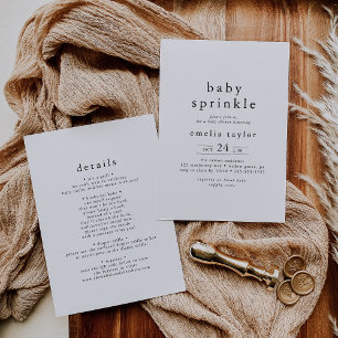 EMELIA Unique Neutral Boho Simple Baby Sprinkle Invitation