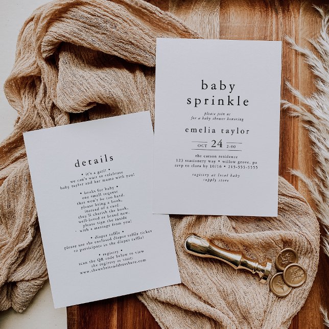 EMELIA Unique Neutral Boho Simple Baby Sprinkle Invitation (EMELIA Unique Neutral Boho Simple Baby Sprinkle Invitation)