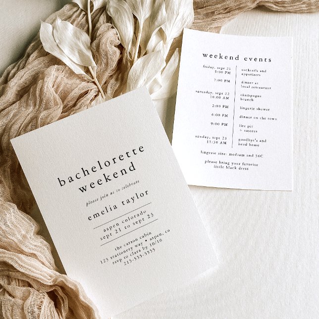 EMELIA Unique Neutral Rustic Bachelorette Weekend Invitation (EMELIA Unique Neutral Rustic Bachelorette Weekend Invitation)