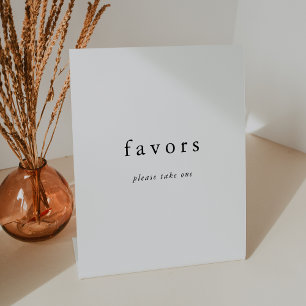 EMELIA White Black Rustic Simple Wedding Favour Pedestal Sign