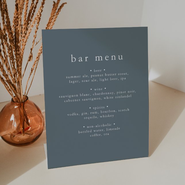 EMELIA Winter Dusty Blue Wedding Bar Menu Sign (EMELIA Winter Dusty Blue Wedding Bar Menu Sign)