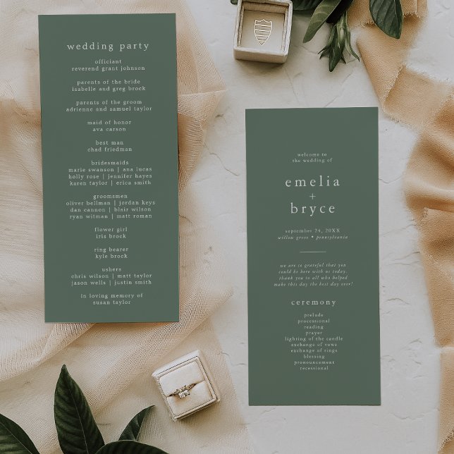 EMELIA Woodland Nature Rustic Sage Forest Wedding Programme (EMELIA Woodland Nature Rustic Sage Forest Wedding Program)
