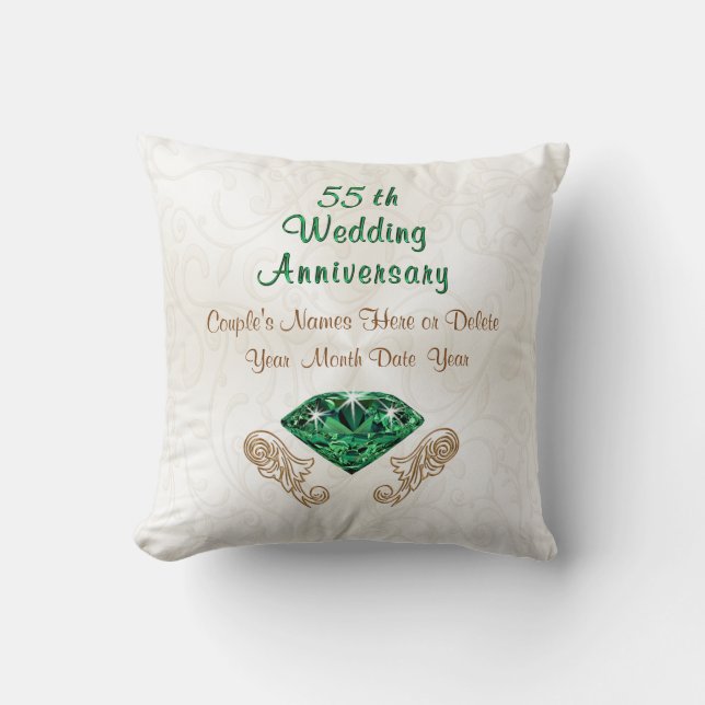 Emerald 55th Wedding Anniversary Gifts, Your Text Cushion (Front)