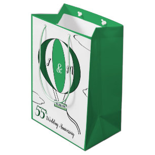 Emerald 55th wedding anniversary hot air balloon medium gift bag