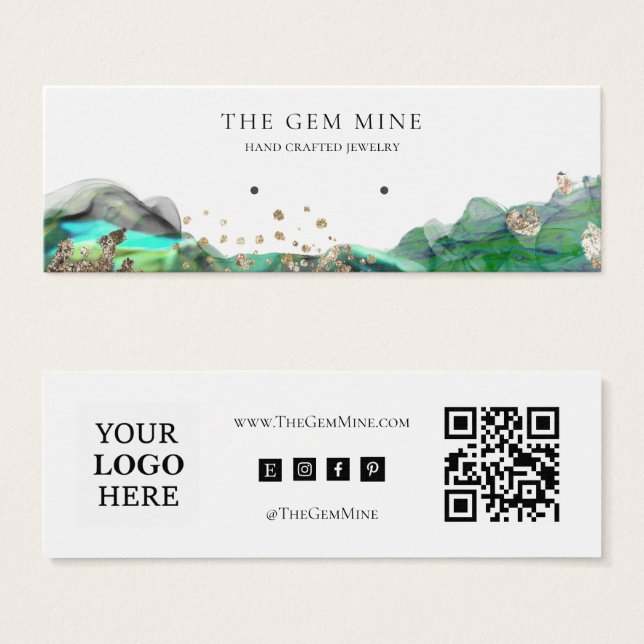 Emerald Agate Earring Mini Display Business Card (Front & Back)