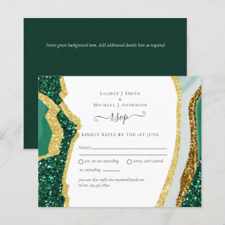 Emerald Agate Gold Wedding RSVP Budget