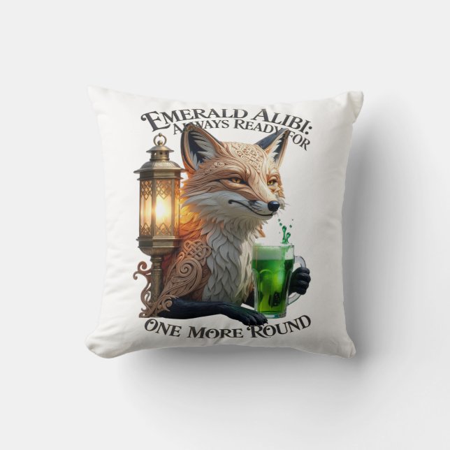 Emerald Alibi Fox Graphic Tee Cushion (Front)